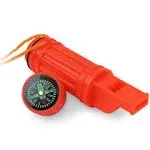 5 in 1 One Emergency  Camping Survival Whistle Compass Fire Starter Storage