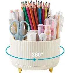 Lolocor Desk Pencil Pen Holder 5 Slots 360 Degree Rotating Pen Organizer Desk Pencil