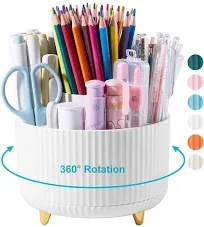 Desk Pencil Pen Holder, 5 Slots 360 Degree Rotating Pencil Pen Purple