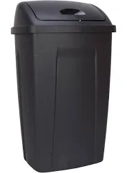 13 Gallon Trash Can, Plastic Swing Top Kitchen Garbage Trash Can, Bla