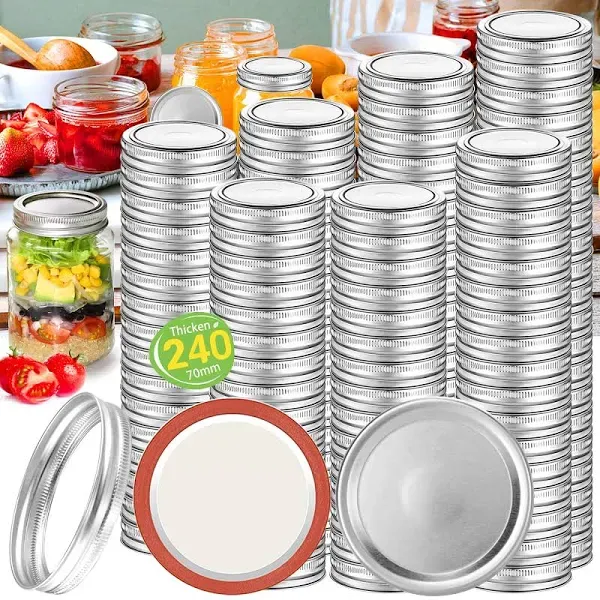 Canning Lids 120Pcs Regular Mouth Mason Jar Lids and 120Pcs Bands Split-Type ...