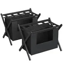 SONGMICS 2 Pack Luggage Rack with Removable Laundry Bag Set of 2 Suitcase Stands for Guest Room