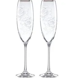 Lenox Silver Peony Toasting Flute Pair 10 oz New in Box