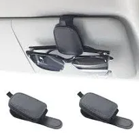 2 Packs Sunglasses Holders for Car Visor - Magnetic Leather Sunglasses Holder...