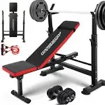 OPPSDECOR 600lbs 6 in 1 Weight Bench Set with Squat Rack Foldable Adjustable Bench Press Set with Removable Foot Catch