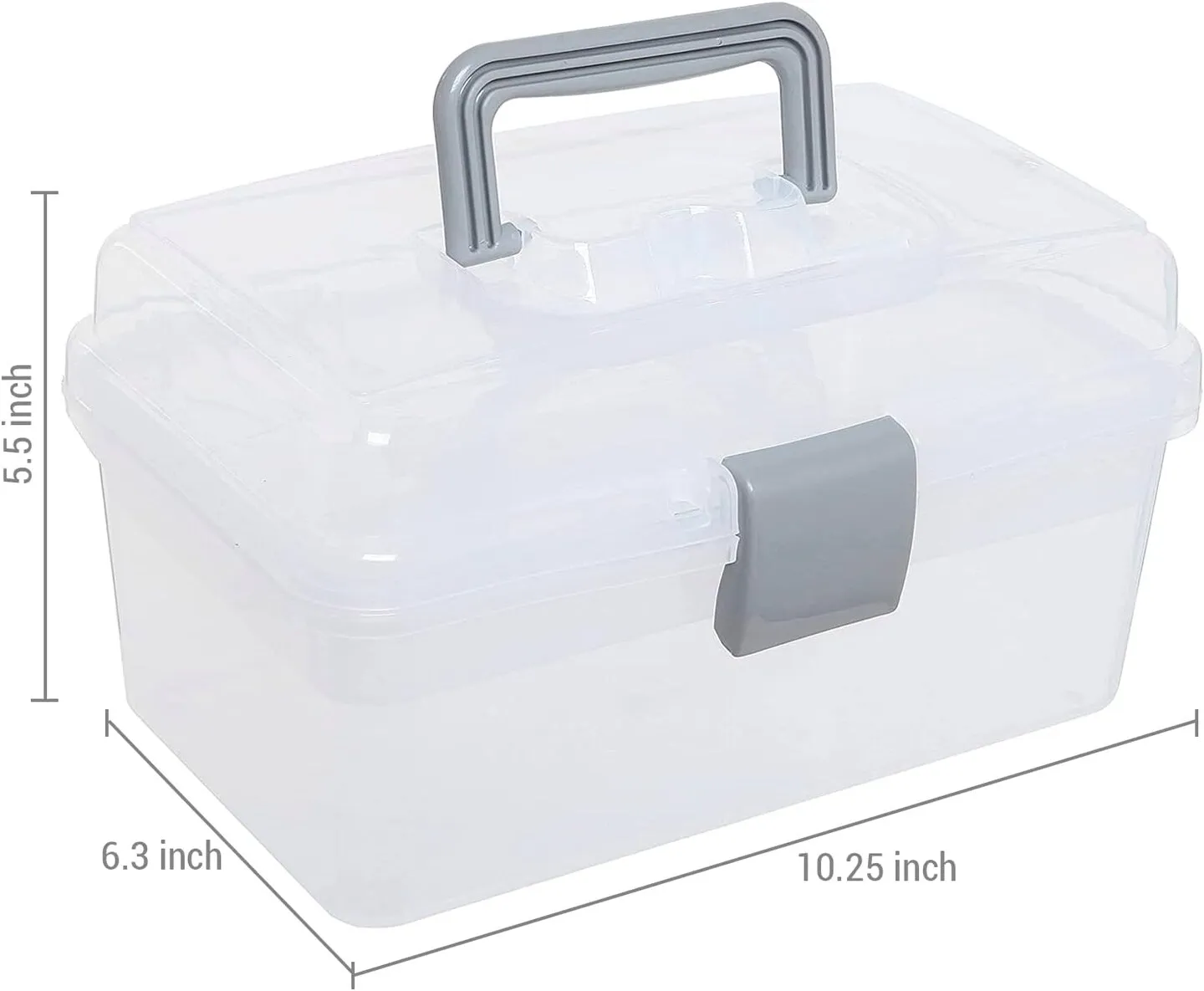 MyGift 10.2 Inch Transparent Plastic Empty Multipurpose Tackle Box with Gray ...