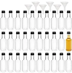 30 Pack 50ml Mini Liquor Bottles with Twist Off Lids and Funnels