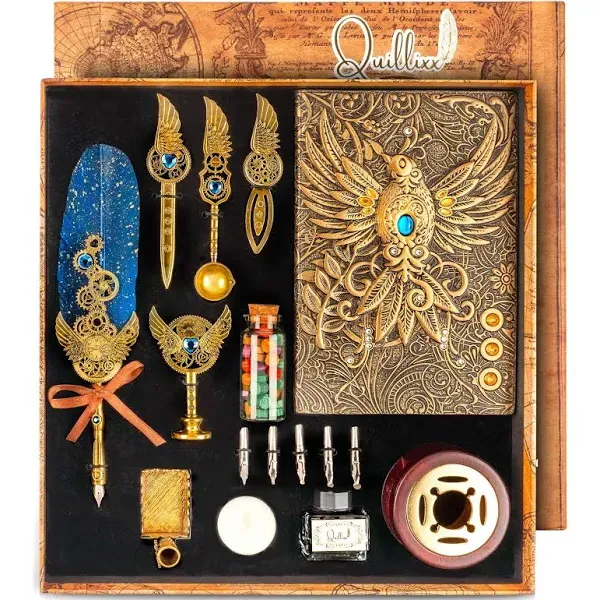 Feather Quill Pen and Ink Set, Complete Calligraphy Set for Beginners, Luxurious