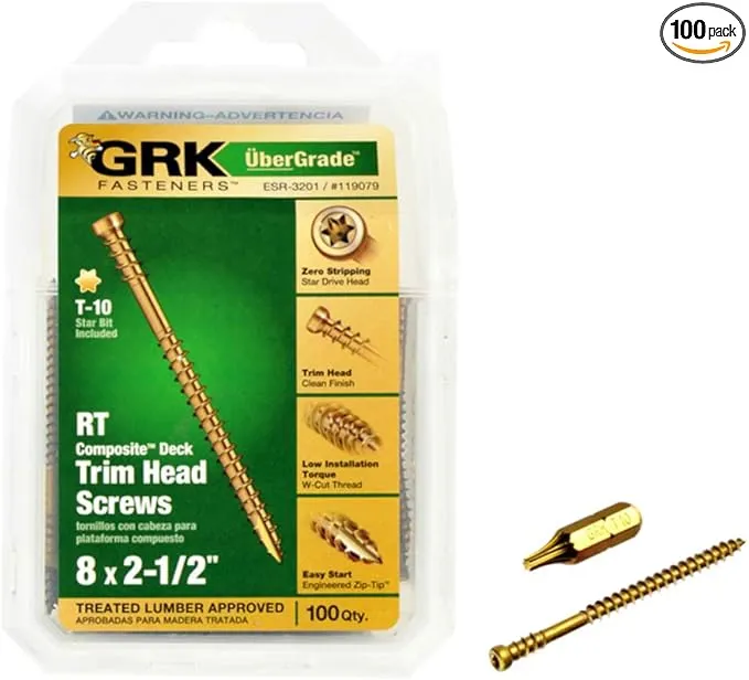 GRK 119079#8 by 2-1/2-inch RT Trim Screws, (100 pack)