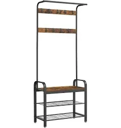 VASAGLE Coat Rack Hall Tree with Shoe Bench for Entryway Industrial