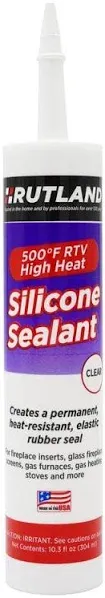 Rutland 76C High Heat Silicone Sealant, 10.3 oz, Clear