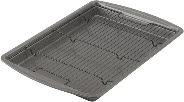 Goodcook 15” X 10.5” Nonstick Carbon Steel Baking Pan &amp; Raised Wire Rack Pizza .