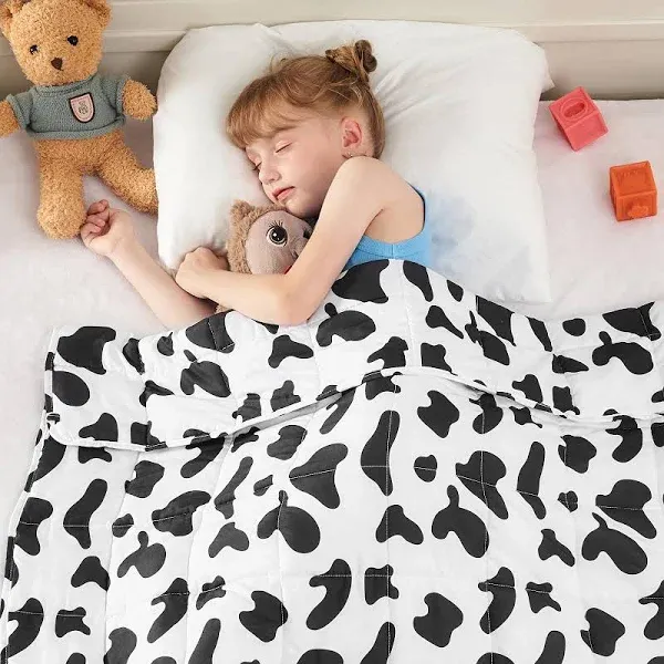 yescool Weighted Blanket 5 Pounds Cooling Weighted Lap Blanket, Cow Print Heavy Blanket for Sleeping, Comfortable Weighted Throw Blanket for 40-60lbs, 36"x48"