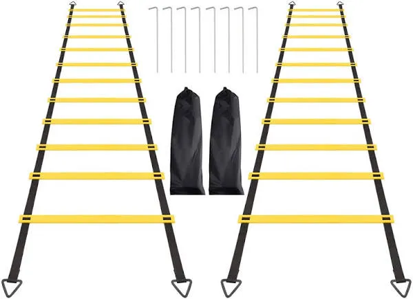 1/2/4 Pack Agility Ladder Set, 12 Rungs Agility Ladder Set, Training Ladder with Steel Stakes and Carry Bag for Soccer, Speed Fitness Feet Training