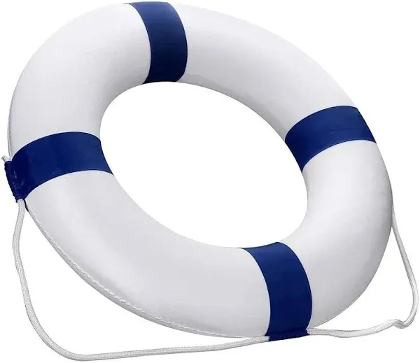 Pool Life Ring 20.5 in,Life Preserver Ring Foam Buoys-Ring Buoy with RopeTape,Blue