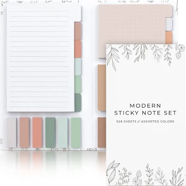 Aesthetic Pastel Sticky Notes Set of 528 with Tabs For Bible Study - Incl. 