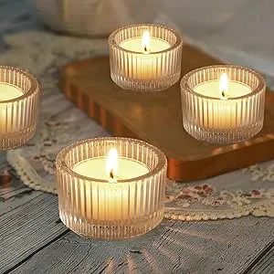 Gute Clear Tealight Candle Holder Set of 24, Clear Glass Tealight Candle Holders for Fall Wedding Party Decor, Tea Lights Candle Holder for Table Centerpiece, Home Decor(2.1'' x 1.4'', Clear)