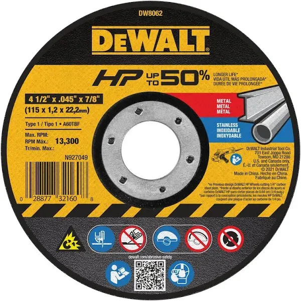 Dewalt DW8062 Cutting Wheel