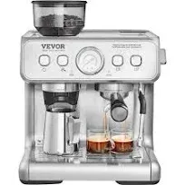 VEVOR Espresso Machine with Grinder 15 Bar Semi-Automatic Espresso Coffee Maker with Milk Frother Steam Wand