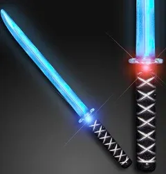 FlashingBlinkyLights Deluxe Ninja LED Light up Toy Sword with Motion Activated Clanging Sounds