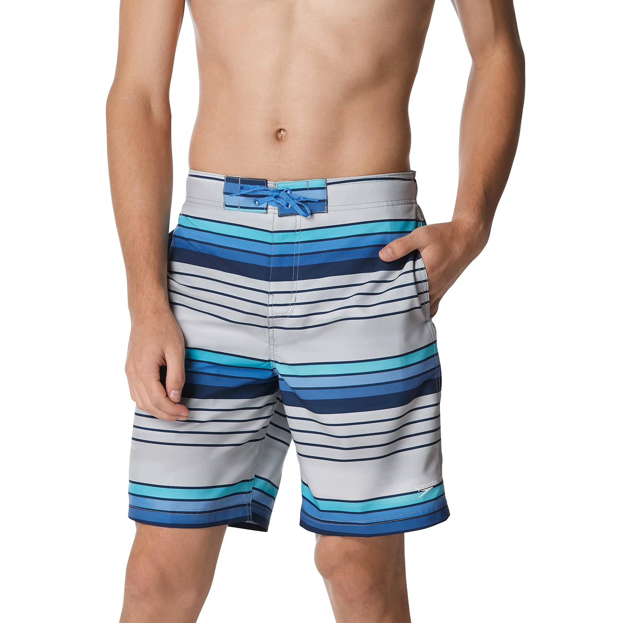 Speedo Thruway Stripe Bondi 20 Boardshorts Men's Swimwear Grey : MD