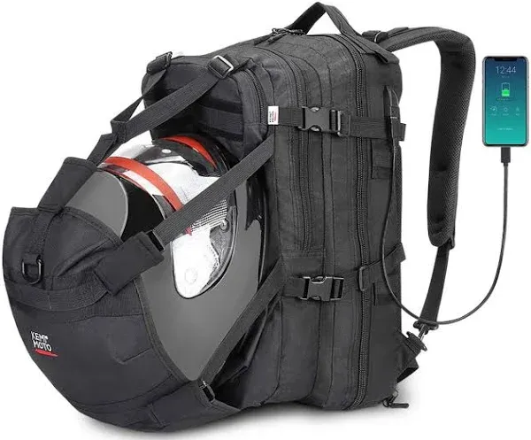 Motorcycle Helmet Backpack Bag for Men with USB Charging Port, Waterproof, Recha