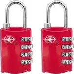 2 Pack TSA Luggage Locks - Approved Travel Lock for Suitcases & Baggage Combination Lock - 4 Digit Padlock for School Gym Sports Locker Fence Toolbox Case Hasp Storage - Red