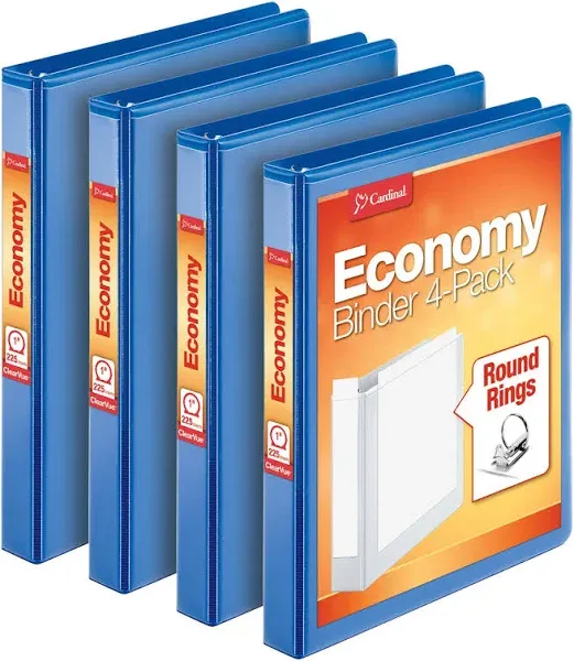 Cardinal Economy 1" Round-ring Presentation View Binders 3-Ring Binder Holds 225 Sheets Nonstick Poly Material PVC-Free White