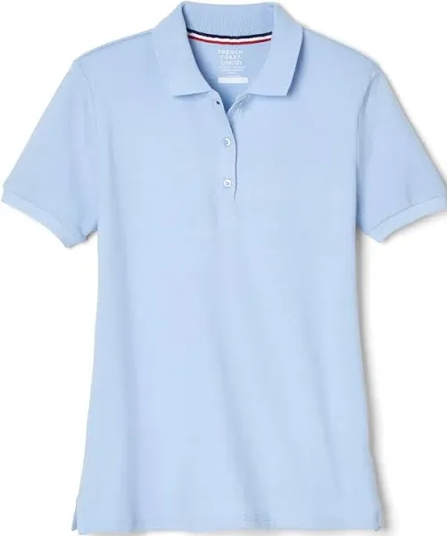 French Toast Girls&#x27; Big Short Sleeve Stretch Pique Polo-, Light Blue, 7-8