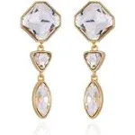 NWT Guess Gold-Tone Crystal Linear Drop Earrings