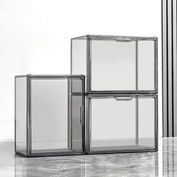 GUDEMAY Clear Stackable Plastic Storage Bins with Magnetic Lid