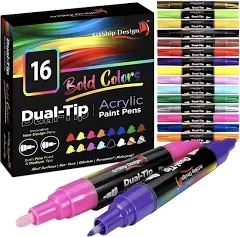 16 Dual-Tip Acrylic Paint Pens