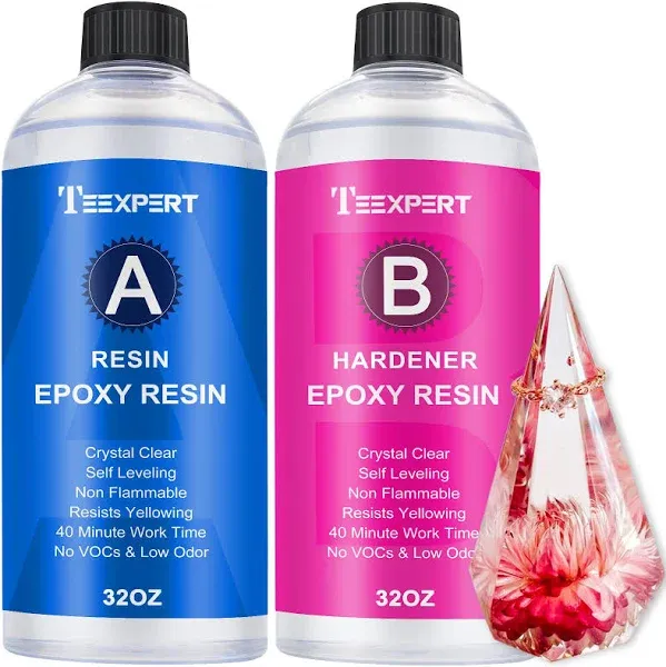 Teexpert Epoxy Resin Crystal Clear: 34Oz Epoxy Resin Kit 3X Yellowing Resistant