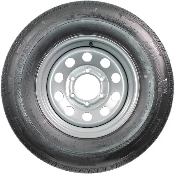 eCustomrim Radial Trailer Tire On Rim ST225/75R15 225/75-15 15 D 6 Lug Wheel Silver Modular