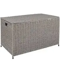 Household Essentials Woven Paper Rope Storage Chest with Hinged Lid an