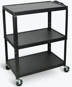 Extra Large Adjustable Height Steel AV Cart - Three Shelves