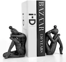 Ambipolar Yoga-Style Black Decorative Bookends Resin Book Stand to Hold Books...