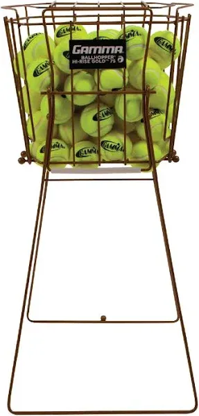 Gamma Ball Hopper Hi-Rise 75 Gold Ball Cart Holds 75 Tennis Balls