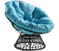 OSP Home Furnishings Papasan Chair Accent Chair Tufted/Removab<wbr/>le Cushions Black