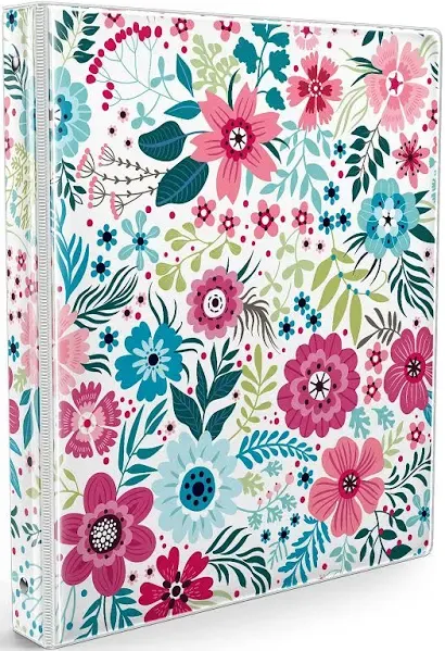 3 Ring Binder 1 Inch Aesthetic Three Ring Binders with Clear Interior Pockets fo