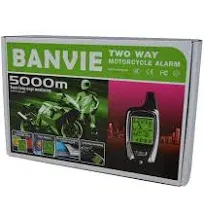 BANVIE 2 Way Motorcycle Security Alarm System with Remote Engine Start Anti-Hijacking