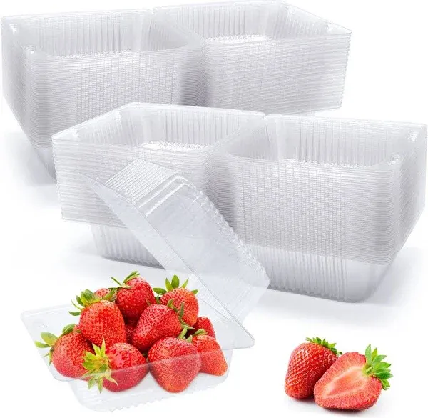 100 Pack Clear Plastic Take Out Container,Squa<wbr/>re Hinged Food Container,Dess<wbr/>er...