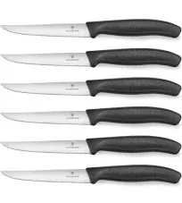 SWISS ARMY 6.7233.20-X2 Victorinox Cutlery 6 PIECE BLACK  STEAK  KNIFE SET