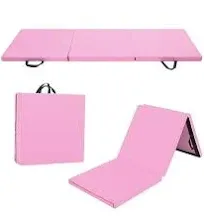 Matladin 6' Folding Tri-fold Gymnastics Gym Exercise Aerobics Mat 6ft x 2ft x 2in PU Leather Tumbling Mats for Stretching Yoga Cheerleading Martial