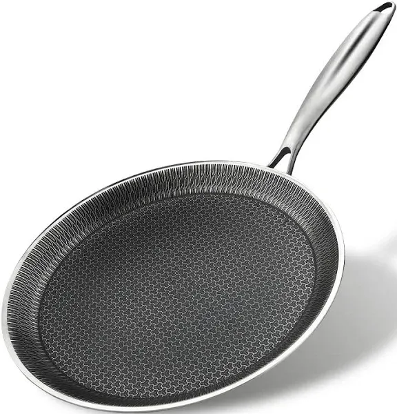 Nonstick Crepe Pan, 11Inch Stainless Steel Crepe Pan, Honeycomb Coating Flat ...