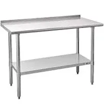 Stainless Steel Prep Table NSF Commercial Work Table with Backsplash and Undersh