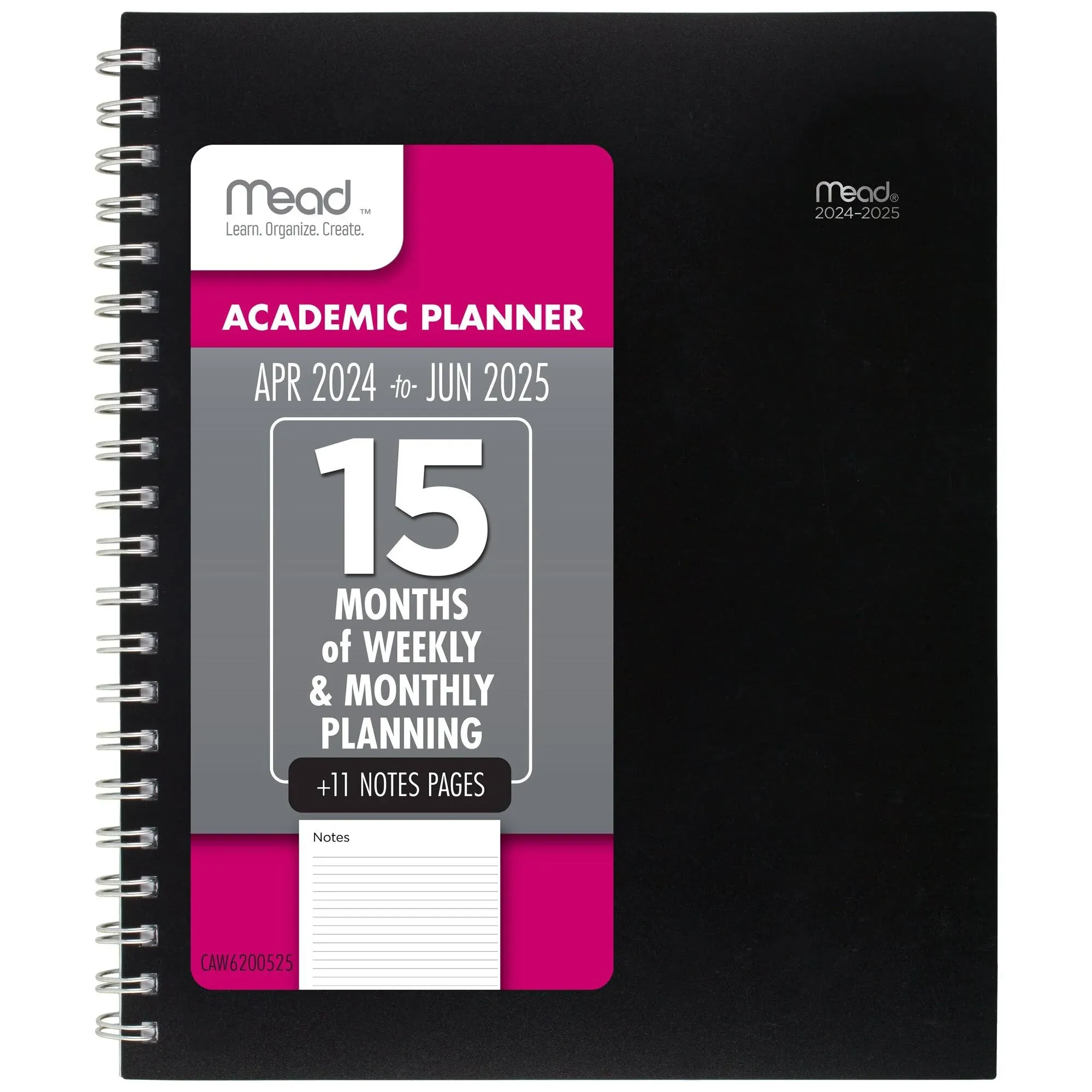  Planner 2024-2025 Academic Year: April 2024–June 2025 Large - Black Planner