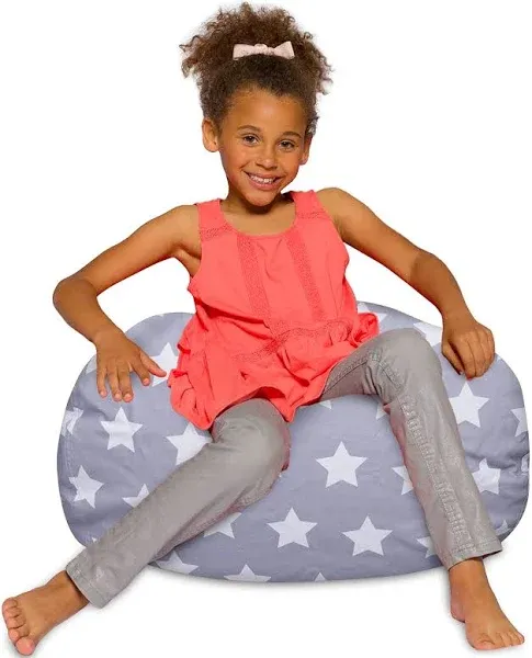 Posh Creations Bean Bag Chair for Kids, Teens, and Adults Includes Removable and Machine Washable Cover, Canvas Bubbles Blue and White, 38in - Large