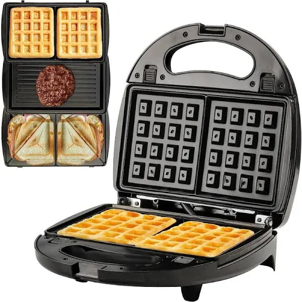 OVENTE 3 in 1 Electric Sandwich Maker Panini Press Grill and Waffle Iron Set ...