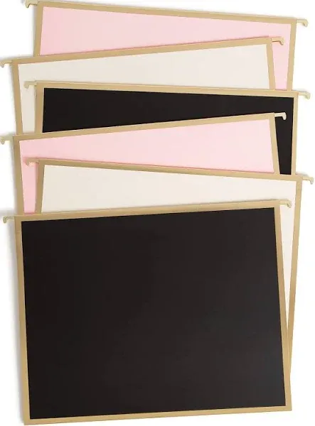 U Brands Classic Outline Hanging File Folders, Office Supplies, Letter Size, Black, White and Pink with Gold, 6 Count